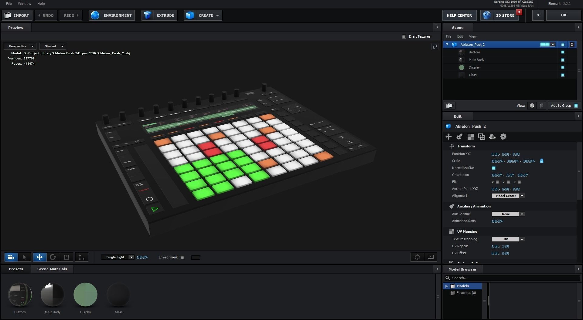 Ableton Push 2 Midi Controller Low-poly 3D model_42