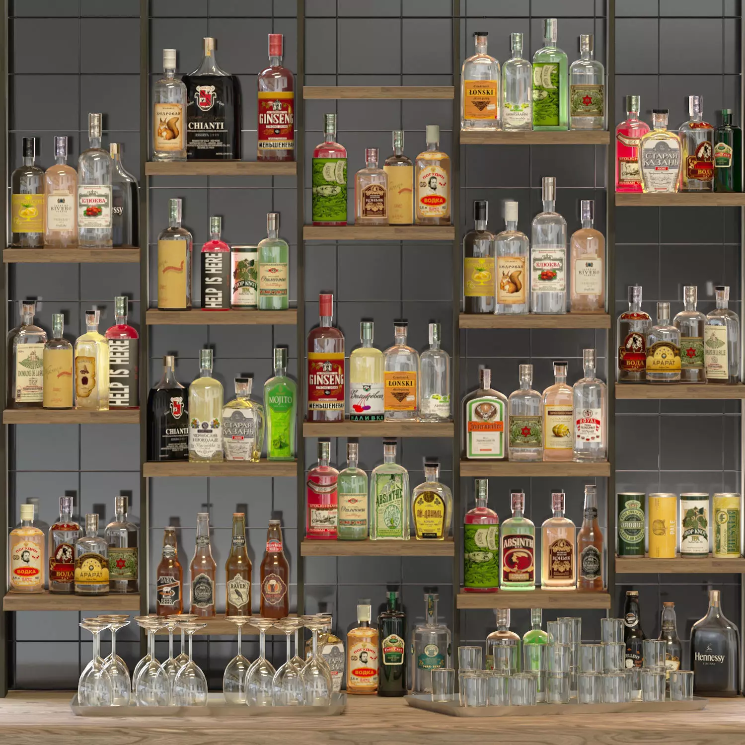 Large bar 6 Alcohol 3D model_0