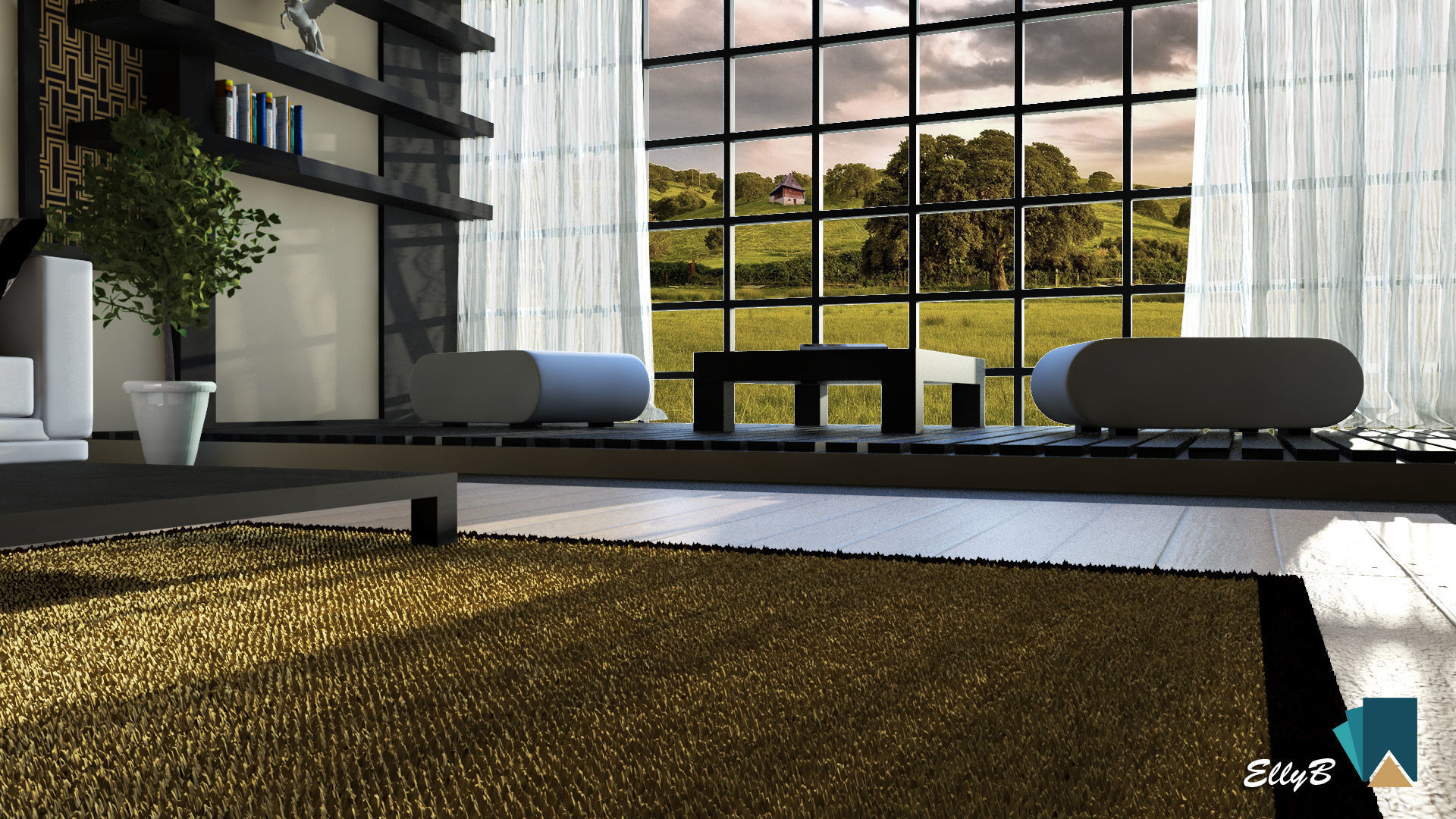 Japanese Style Living Room 3D model_1