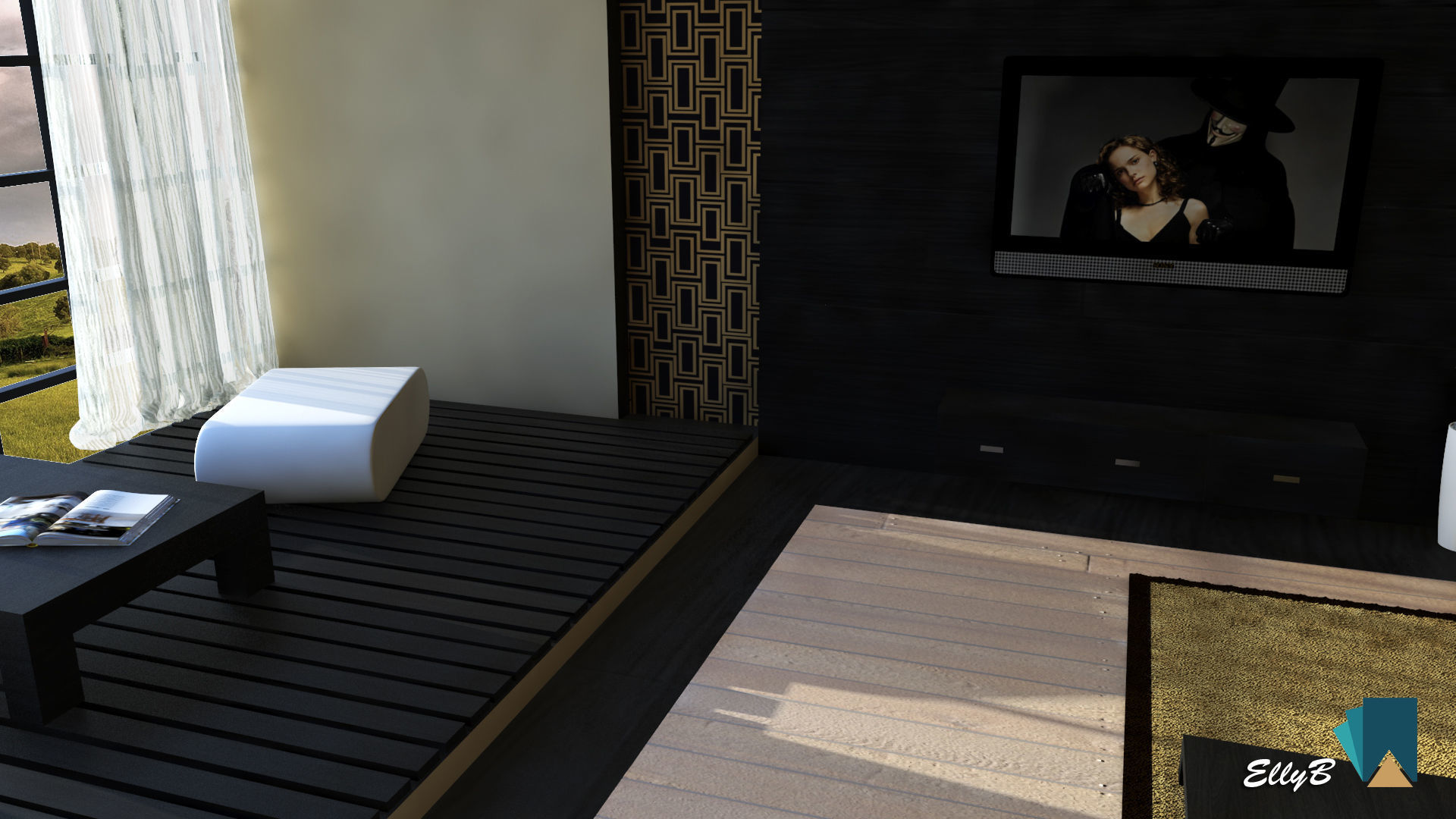 Japanese Style Living Room 3D model_3