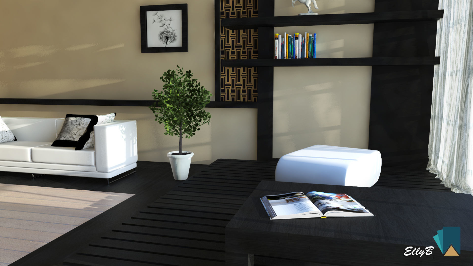 Japanese Style Living Room 3D model_2