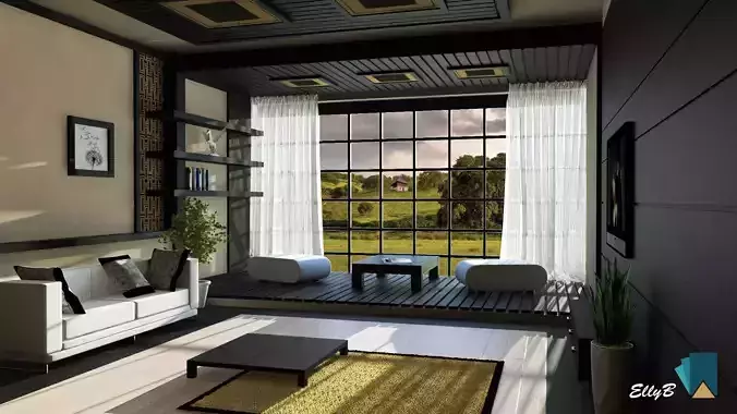 Japanese Style Living Room 3D model