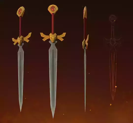 Handpainted Elk Sword 01 Low Poly Model Free low-poly 3D model