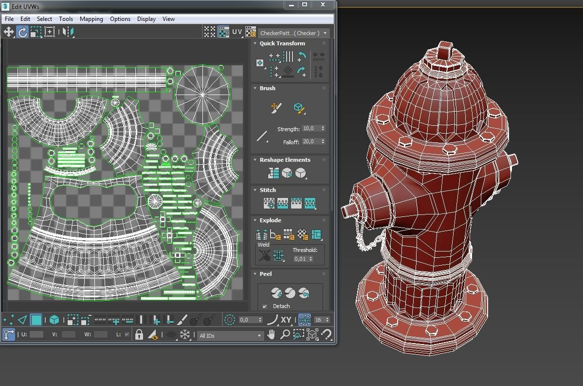 Hydrant fire Low-poly 3D model_14