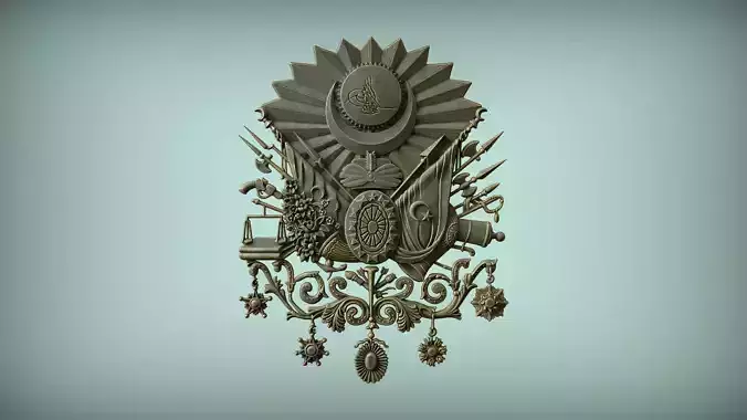 Coat of Arms of the Ottoman Empire 3d stl model for cnc