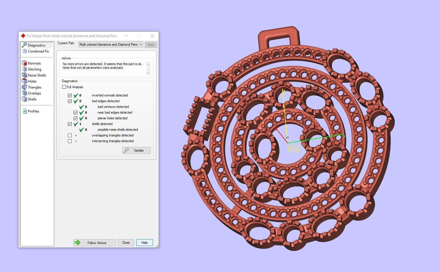 Multi colored Gemstone and Diamond Pendant CT 3D print model_4