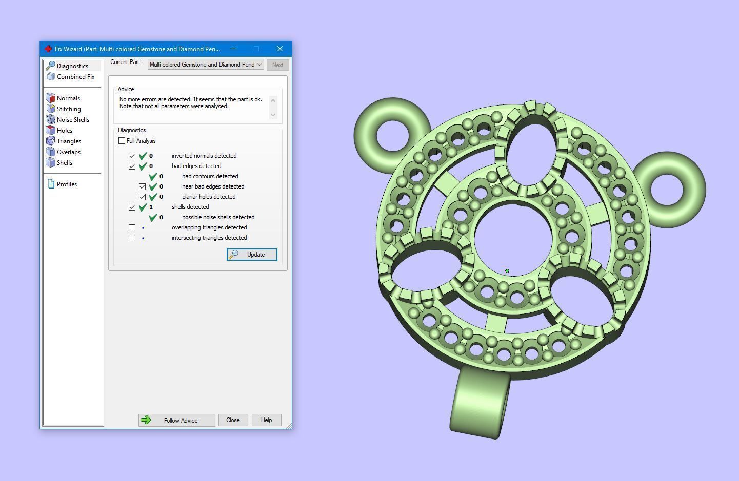 Multi colored Gemstone and Diamond Pendant CT 3D print model_5