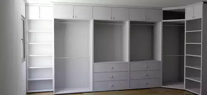 Dressing 1 closet with shelves and drawers