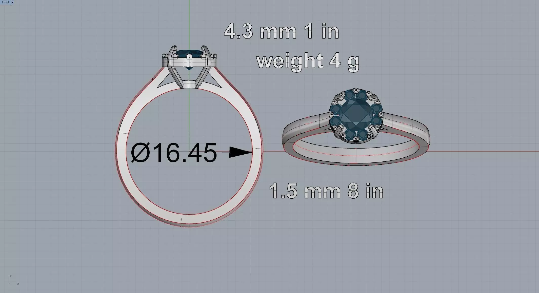 White gold ring with invisible flare 3D print model_0