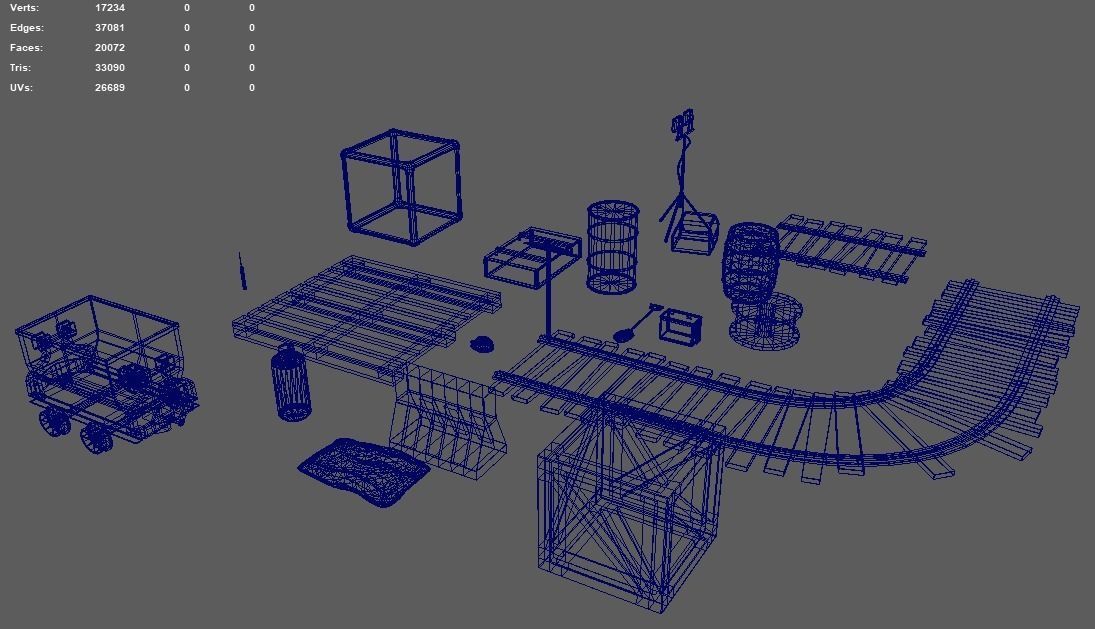 Mine Assets Pack Low-poly 3D model_5