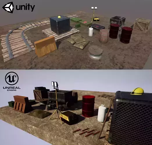 Mine Assets Pack Low-poly 3D model