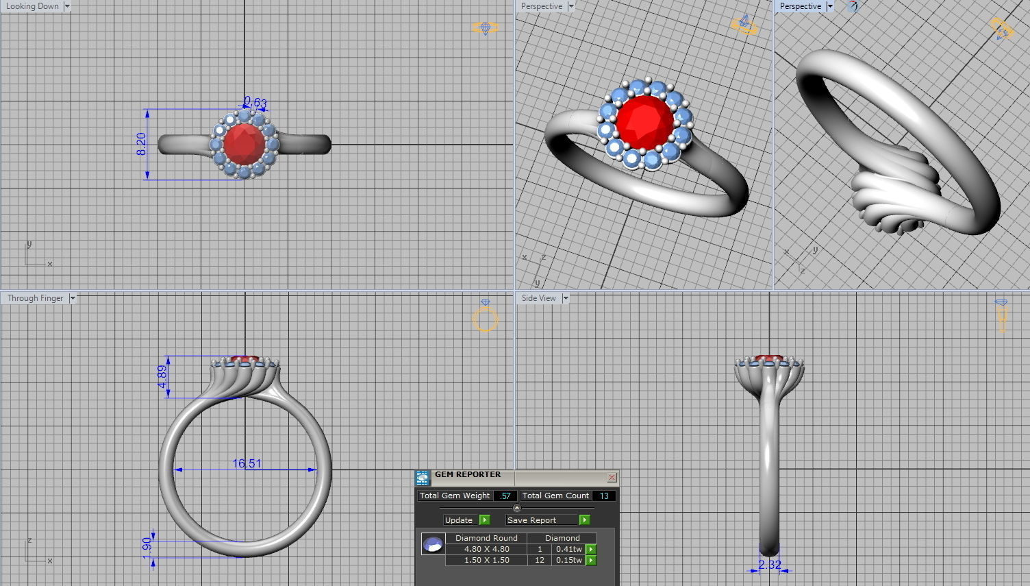 Ruby Engagement ring Unique design N10341 Shine collection  3D print model_2