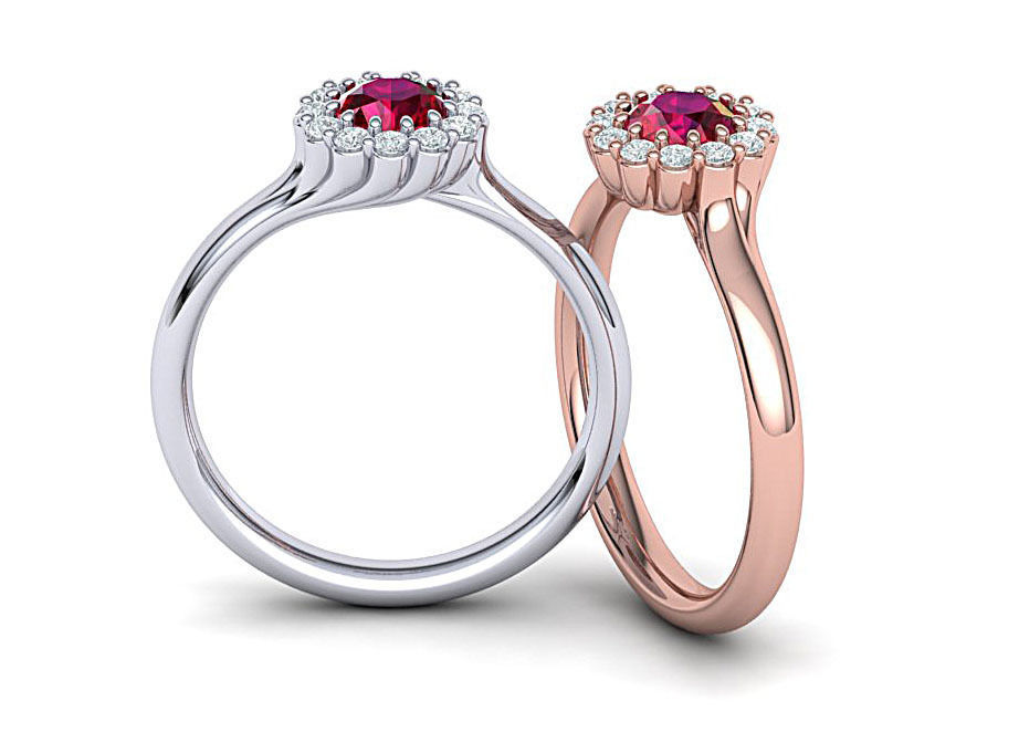 Ruby Engagement ring Unique design N10341 Shine collection  3D print model_1