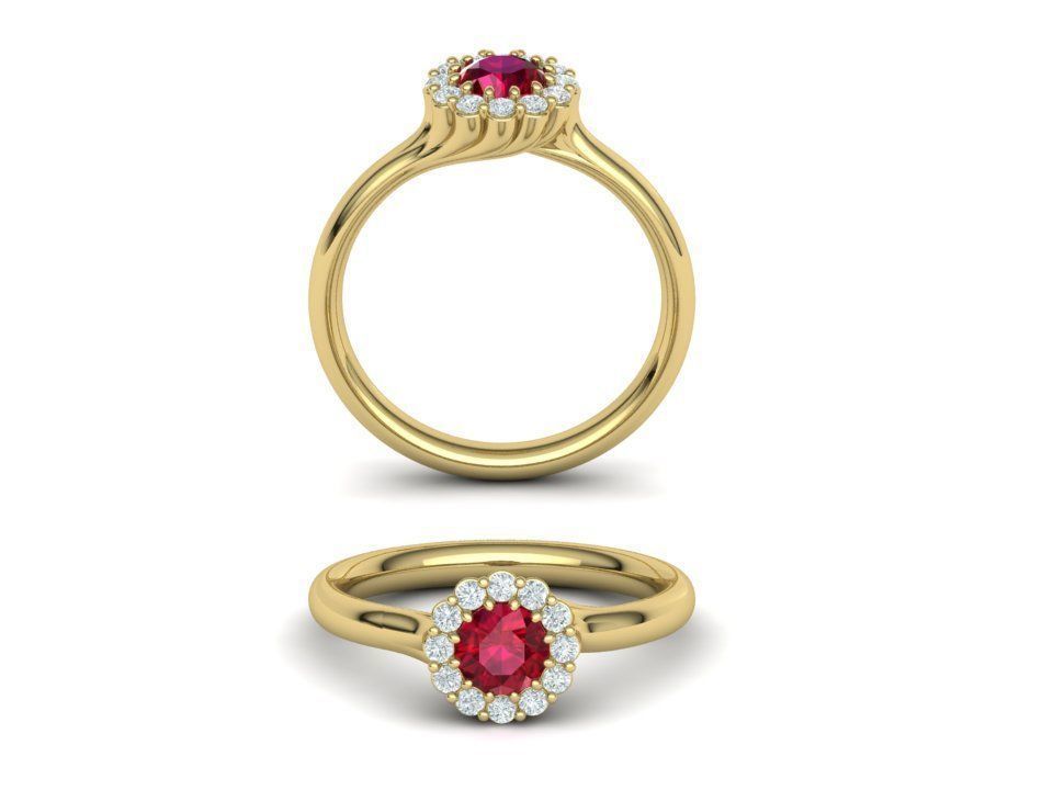 Ruby Engagement ring Unique design N10341 Shine collection  3D print model_6