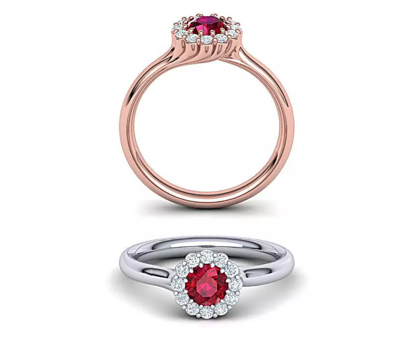 Ruby Engagement ring Unique design N10341 Shine collection  3D print model_0