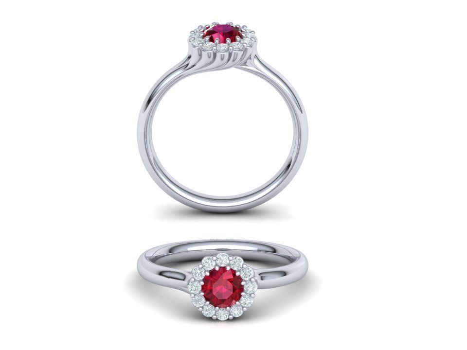 Ruby Engagement ring Unique design N10341 Shine collection  3D print model_8