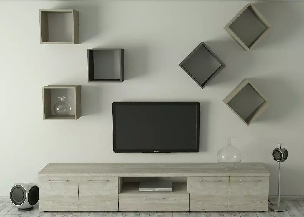 Living-room tv unit with shelves bedroom furniture sets home Free 3D model_0