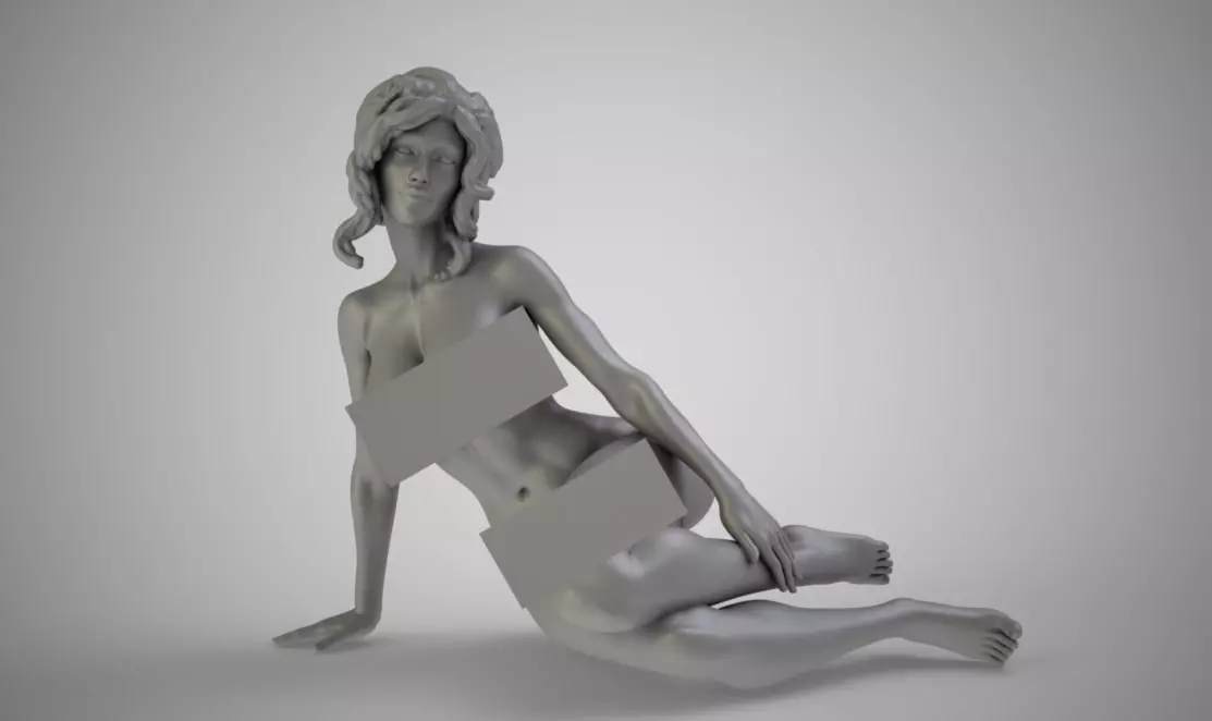 Sitting Woman Leaning on One Arm 3D print model_0