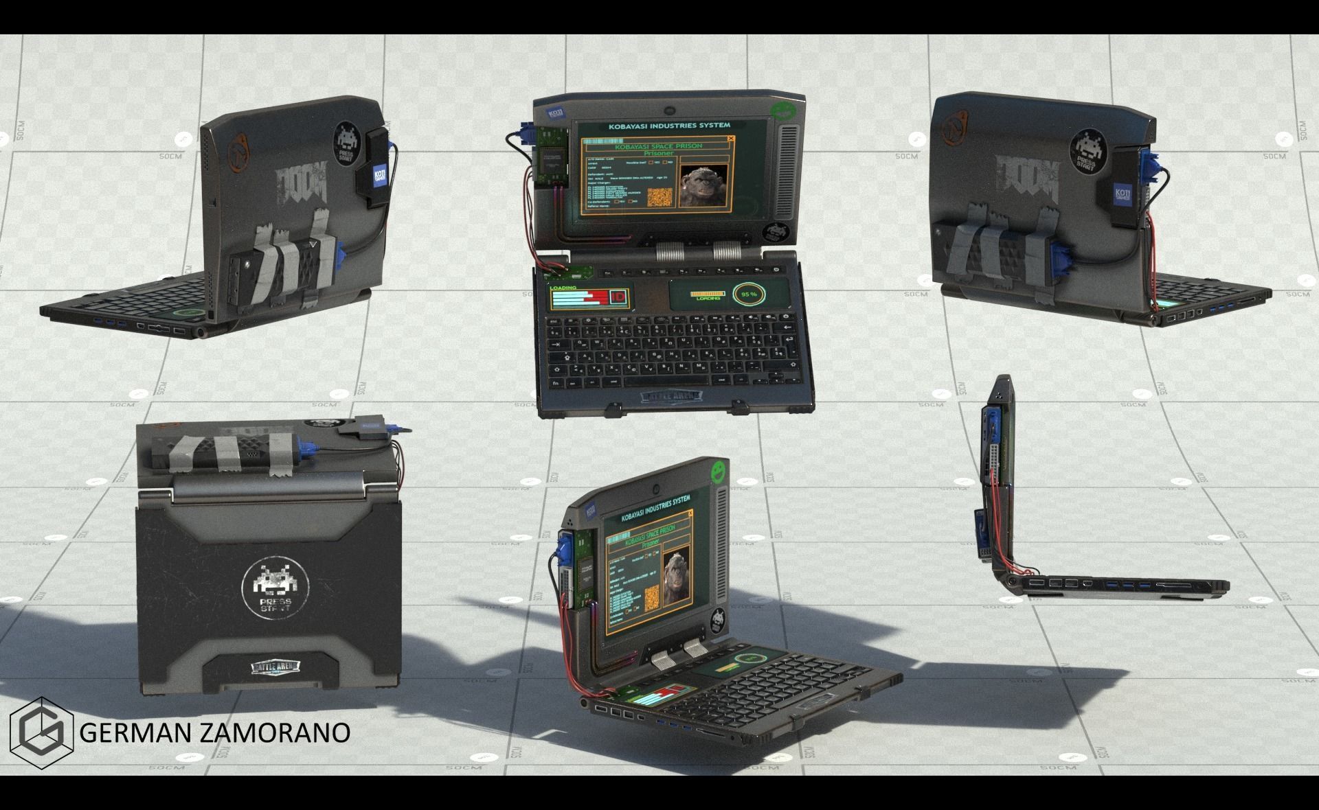 Laptop computer with keyboard 3D model_4