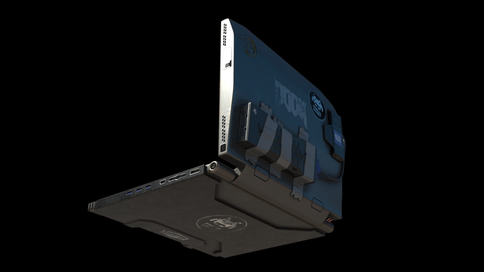 Laptop computer with keyboard 3D model_2