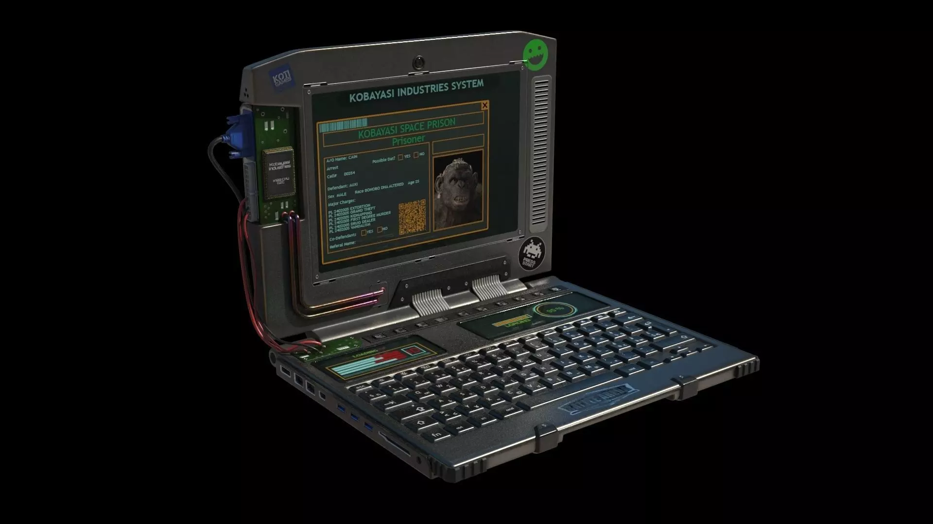 Laptop computer with keyboard 3D model_0