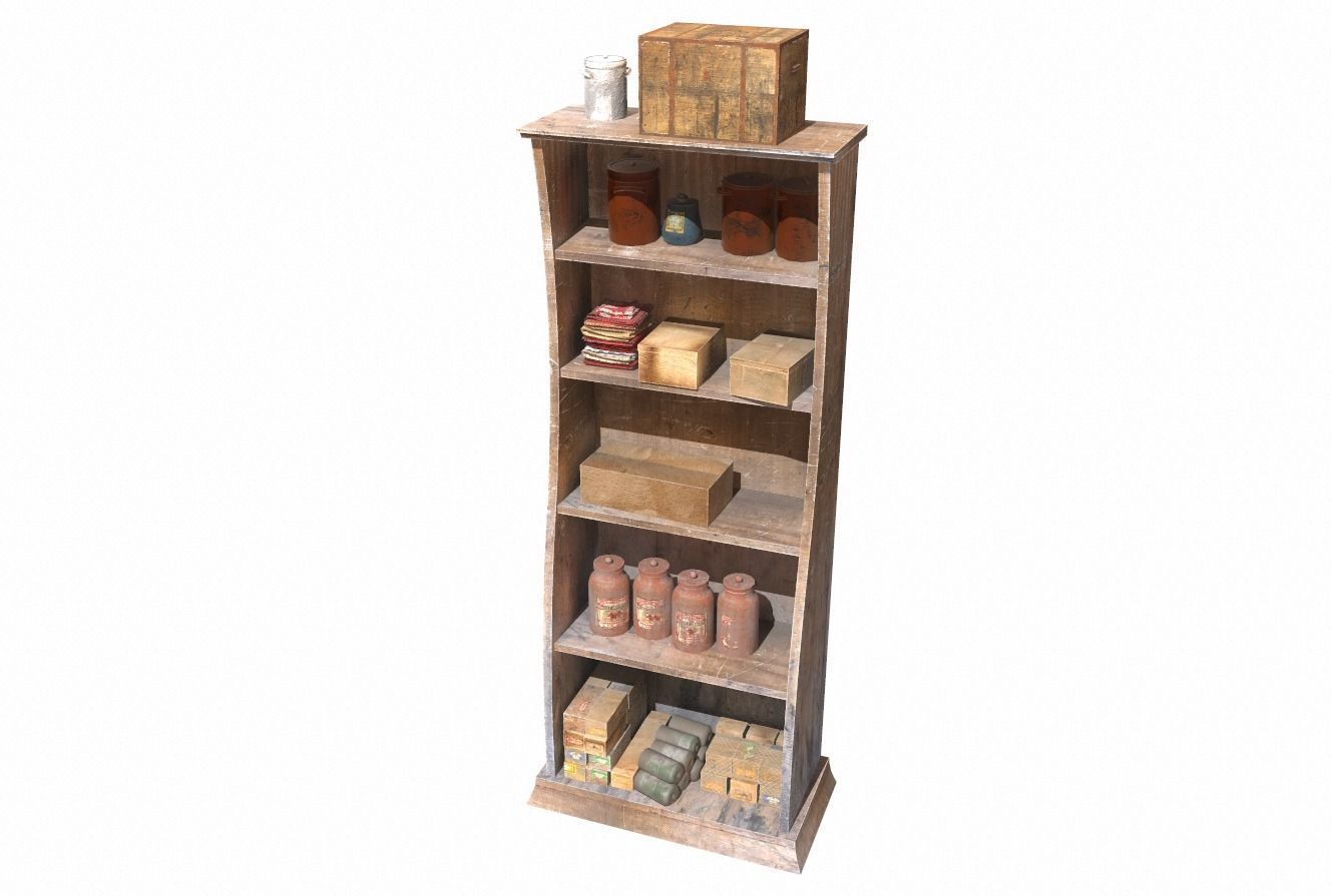 Old Shelf 2 Low-poly 3D model_3