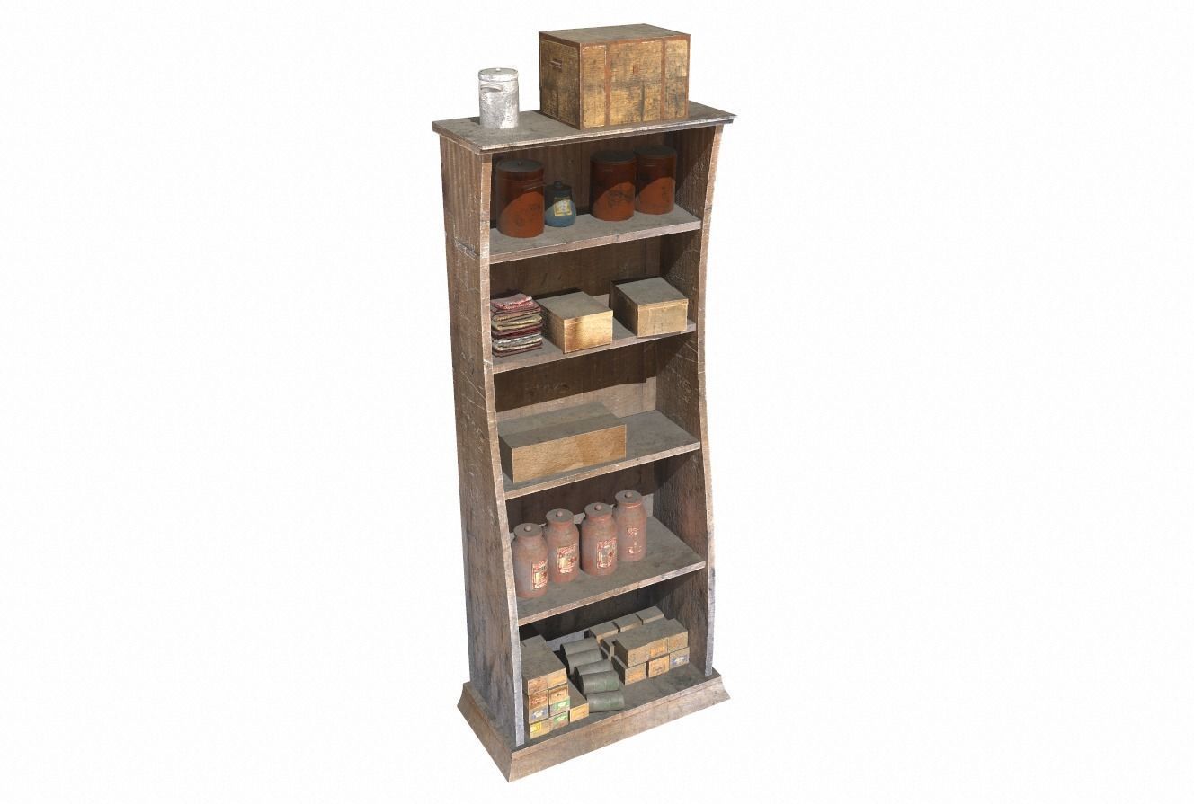 Old Shelf 2 Low-poly 3D model_4