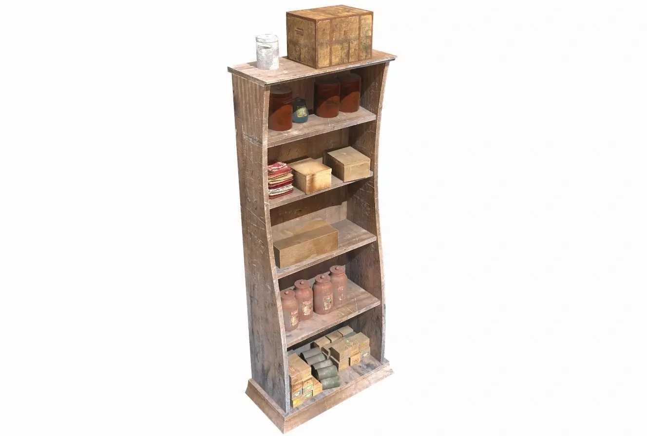 Old Shelf 2 Low-poly 3D model_0