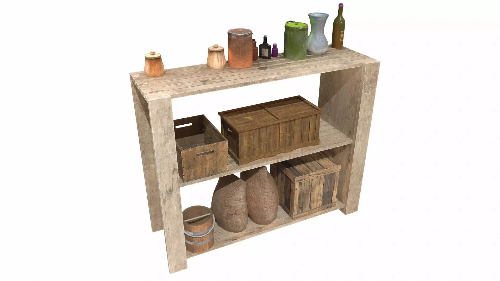 Old Shelf 3 Low-poly 3D model_0