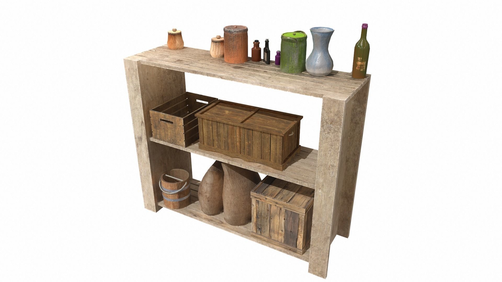 Old Shelf 3 Low-poly 3D model_3