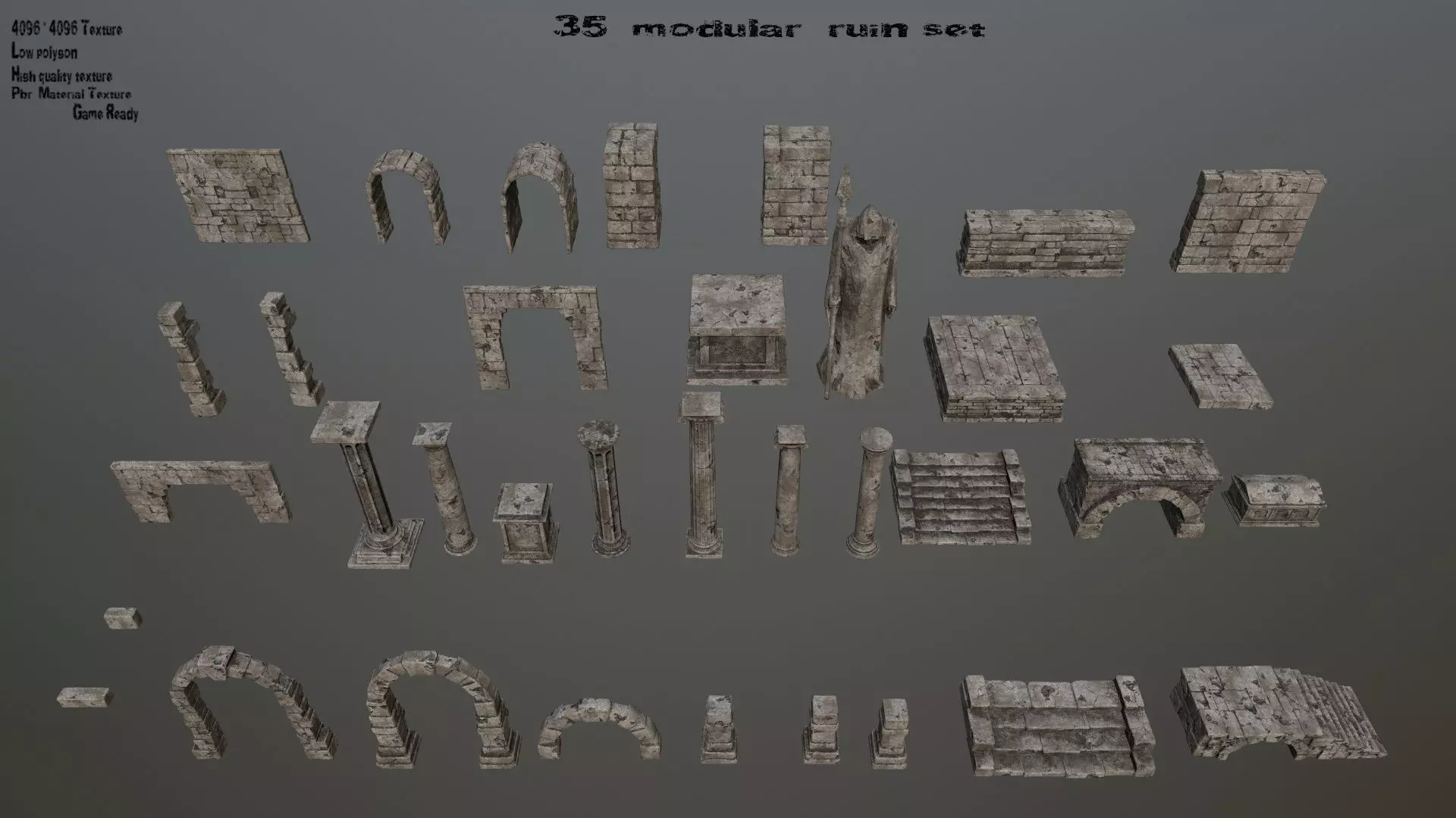 old ruin set 1 Low-poly 3D model_0
