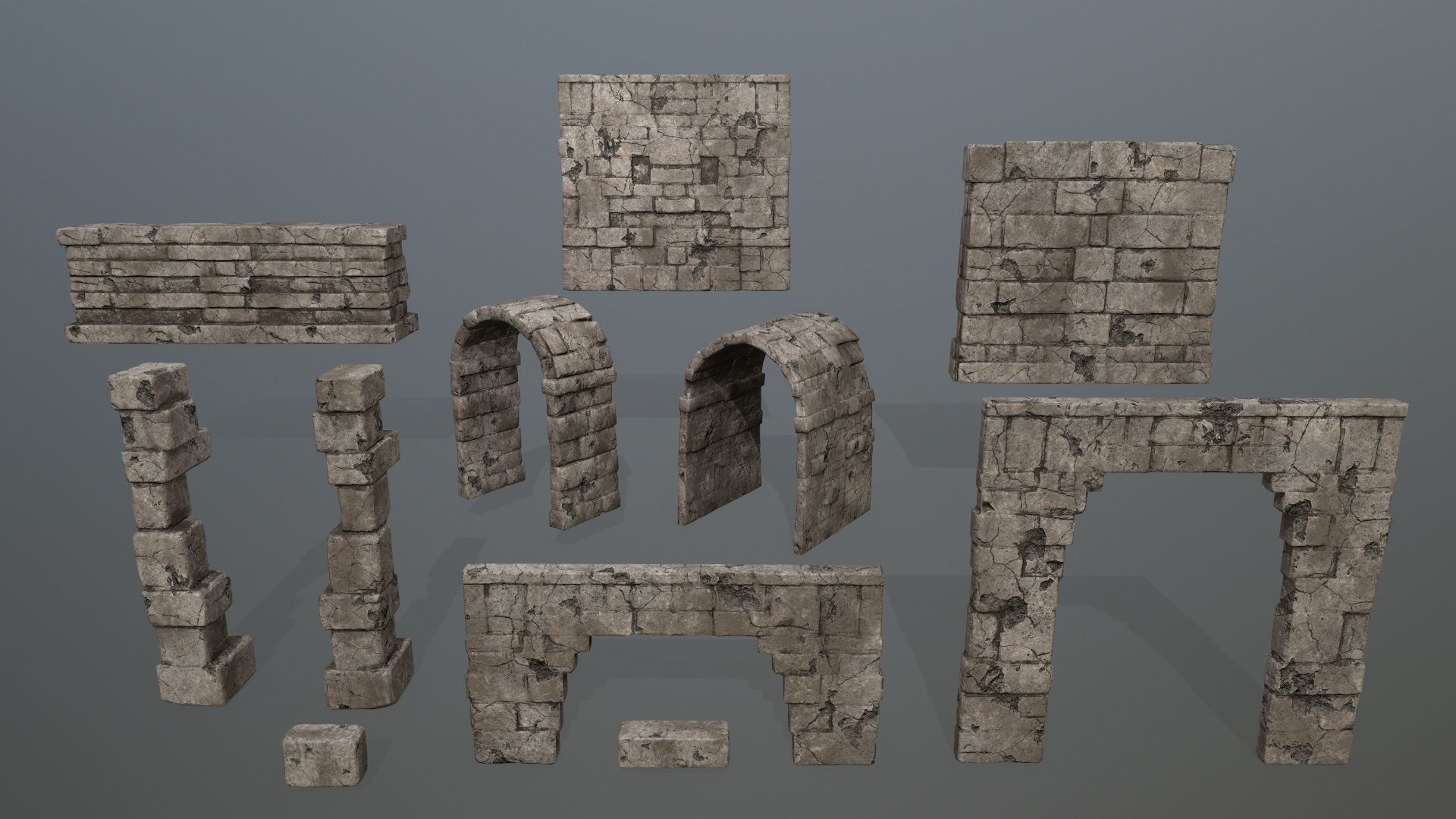 old ruin set 1 Low-poly 3D model_1