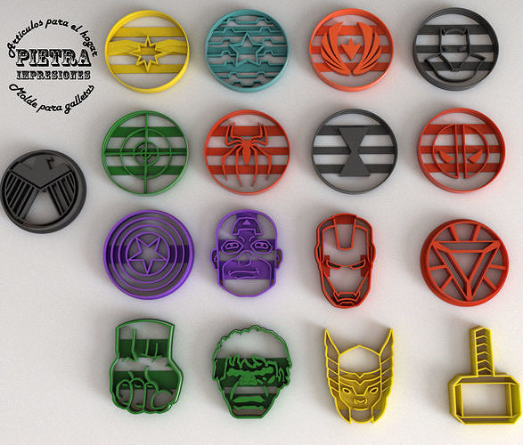 MOLDE CORTANTE PARA GALLETAS FONDANT AVENGERS 1 Y 2 3D print model