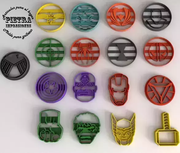 MOLDE CORTANTE PARA GALLETAS FONDANT AVENGERS 1 Y 2 3D print model