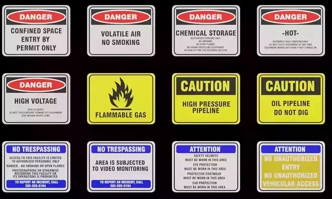 Industrial Signs Low-poly 3D model