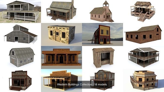 Western Buildings Collection 3D Model Pack 2