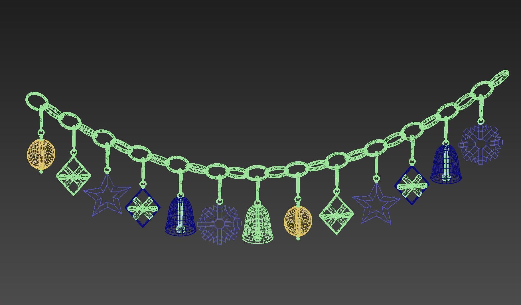 christmas wreath christma ball 3D model 3D model_2