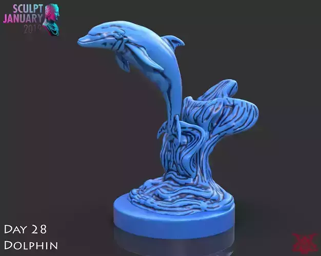 Dolphin Sculpture Timelapse and Model 3D print model