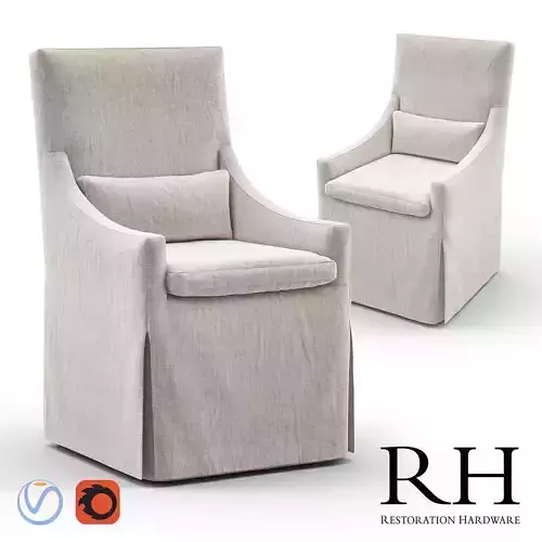 RH BELGIAN Slope Arm Slip Covered Armchair 3D model