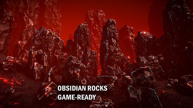 Obsidian rocks Low-poly 3D model