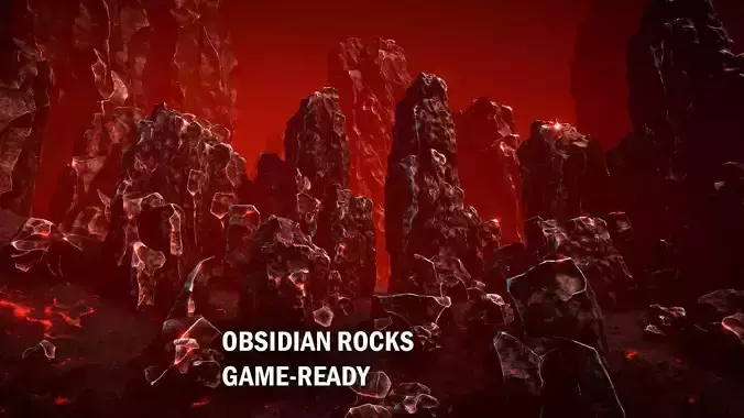 Obsidian rocks Low-poly 3D model