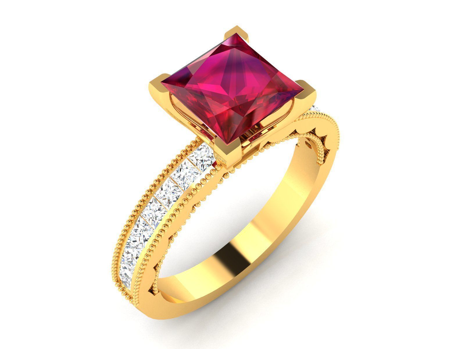 Solitaire ring 3dm stl render detail 3D print model 3D print model_6