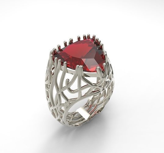 Ring Large Triangle Stone 3D print model