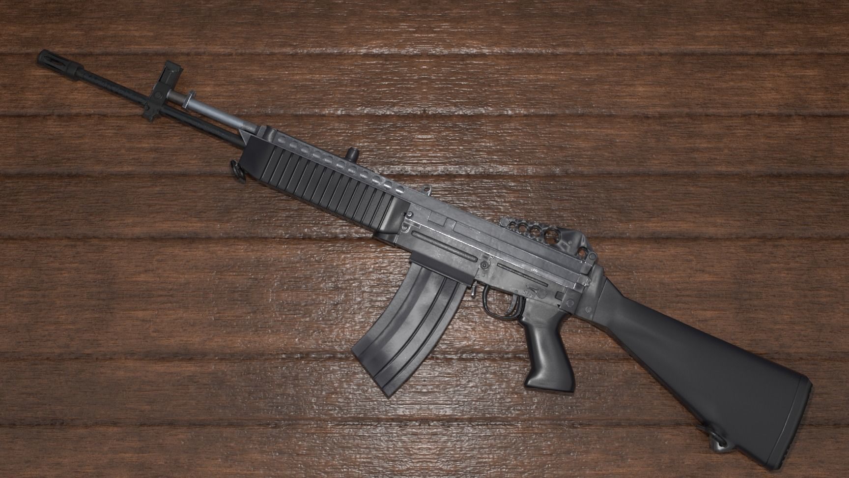 Stoner 63 ar Low-poly 3D model_1