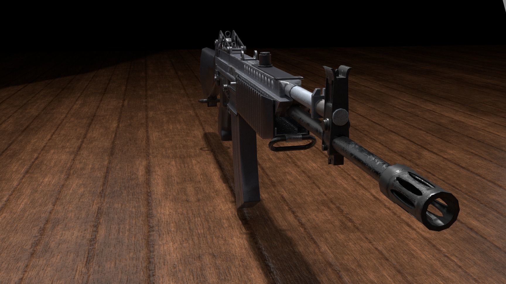 Stoner 63 ar Low-poly 3D model_5