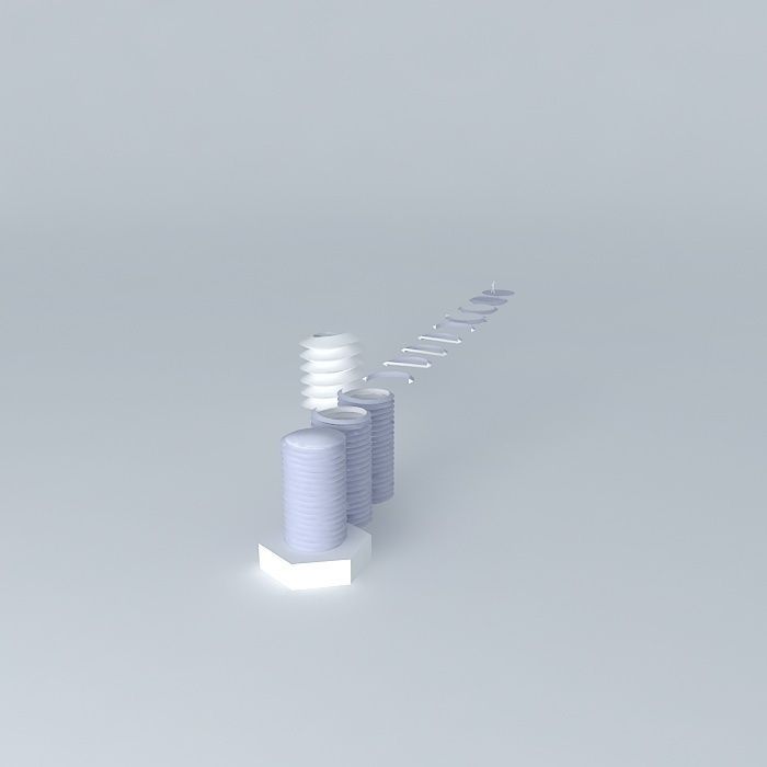 Threaded Bolt Free 3D model_1