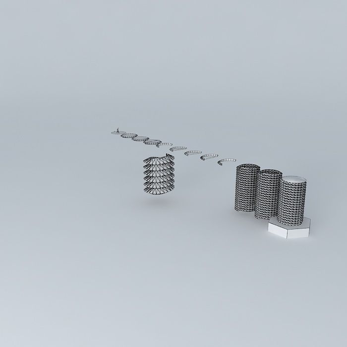 Threaded Bolt Free 3D model_4