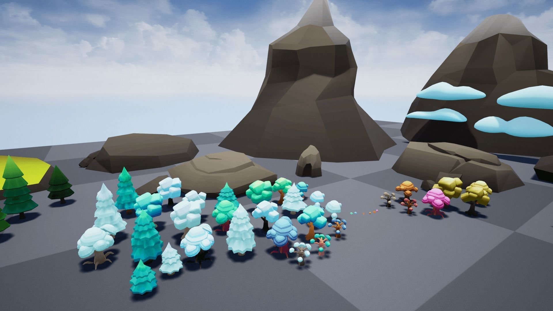 Low Poly World farm with wooden fence and trees Low-poly 3D model_30