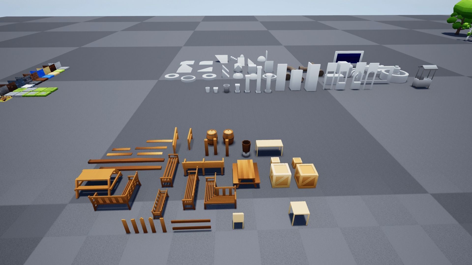 Low Poly World farm with wooden fence and trees Low-poly 3D model_8