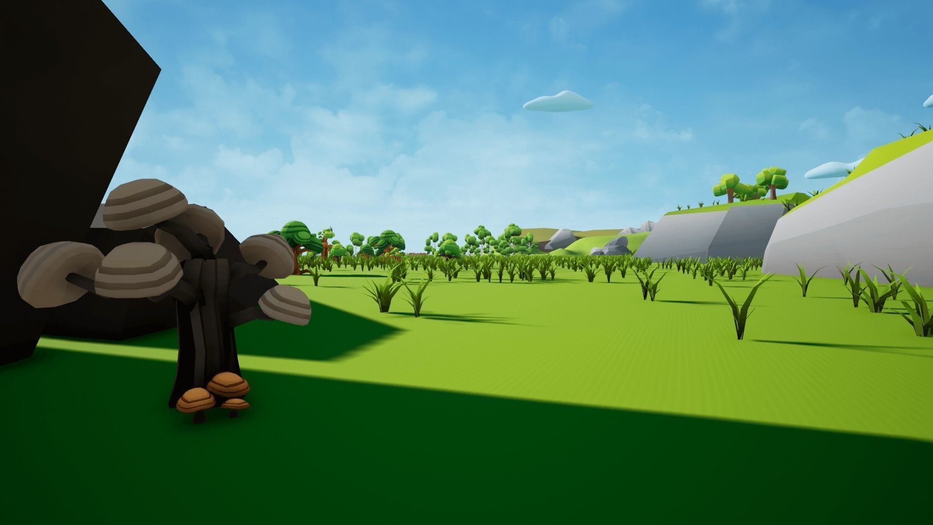 Low Poly World farm with wooden fence and trees Low-poly 3D model_22